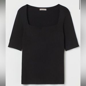 H&M Black Square Neck Top